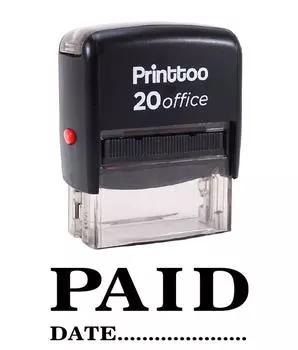 Printtoo Rubber Stamp Office Канцелярские товары ОПЛАЧИВАЕТСЯ С ДАТОЙ Самостоятельная печать на заказ 14 mm x 38 mm (Approx) чёрный