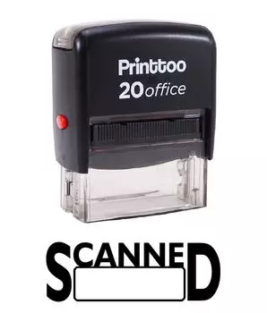 Printtoo Rubber Stamp Office Стационарный пользовательский штамп SCANNED Self 14 mm x 38 mm (Approx) красный