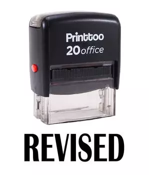 Printtoo Rubber Stamp Office Stationary REVISED Self Inking Custom 14 mm x 38 mm (Approx) чёрный