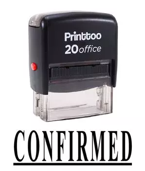 Printtoo Rubber Stamp ПОДТВЕРЖДЕНО Самостоятельная печать офисных канцелярских принадлежностей на заказ 14 mm x 38 mm (Approx) красный