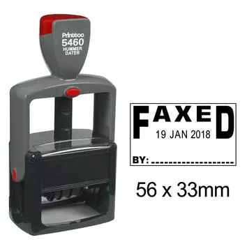 Printtoo с отправленным по факсу текстом и пространством для знаков Heavy Duty Dater Stamp Self Inking Rubber 56 mm x 33 mm.(Approx) чёрный