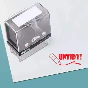 Printtoo Самоклеящаяся резиновая печать - Предварительно окрашенная офисная печать - Стационарная печать - Мини-штамп COLOP P20 - Печать учителя - 14 mm x 38 m красный