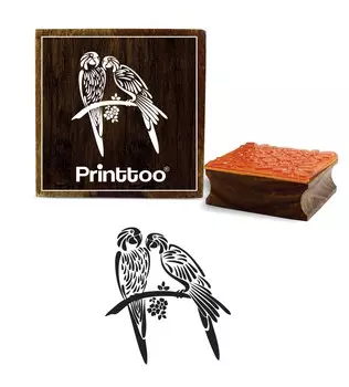Printtoo Scarp-booking Square Parrot Bird Pattern Коричневые деревянные резиновые штампы-2 x 2 2 x 2 Inches коричневый