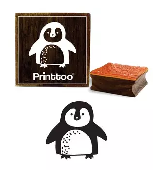 Printtoo Scrap-booking Baby Penguin Pattern Square Wooden Rubber Stamp Diary Card-2 x 2 2 x 2 Inches коричневый