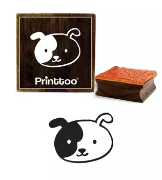 Printtoo Scrap- booking Cartoon Dog Face Design Square Wooden Rubber Stamp-2 x 2 2 x 2 Inches коричневый