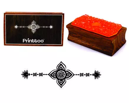 Printtoo Scrap-Booking Craft Цветочный дизайн границы Прямоугольная деревянная резиновая печать 2.5 x 0.634 Inches коричневый