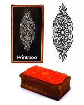 Printtoo Scrap-Booking Damask Pattern Прямоугольный деревянный резиновый блок штампов 2.5 x 0.634 Inches коричневый