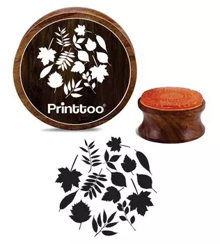 Printtoo Scrap-booking Деревянные резиновые штампы с круглыми листьями Craft Textile-2 2 Inch коричневый