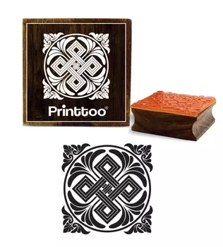 Printtoo Scrap-booking Геометрический цветочный узор Квадратные деревянные резиновые штампы-2 x 2 2 x 2 Inches коричневый