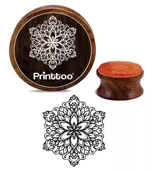 Printtoo Scrap-booking Круглый цветочный узор мандалы Круглые деревянные резиновые штампы Craft Textile-2 2 Inch коричневый