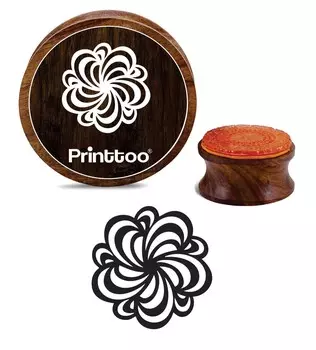 Printtoo Scrap-booking Круглый цветочный узор Штамп Коричневые деревянные резиновые штампы-2 2 Inch Diameter коричневый