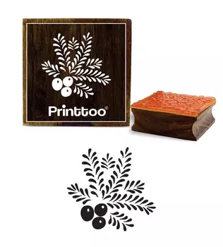Printtoo Scrap-booking Olive & Leaves Design Square Wooden Rubber Stamp Block-2 x 2 2 x 2 Inches коричневый