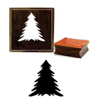 Printtoo Scrap-booking Рождественская елка Дизайн карты Печать Квадратный деревянный резиновый штамп-2 x 2 2 x 2 Inches коричневый