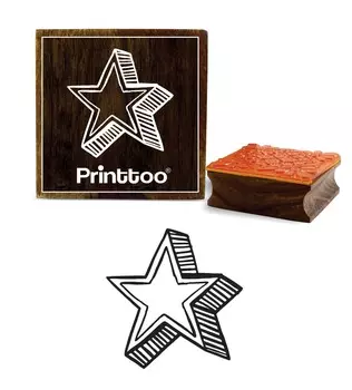 Printtoo Scrap-Booking Shining Star Design Square Brown Wooden Rubber Stamp-2 x 2 2 x 2 Inches коричневый