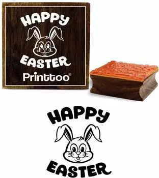 Printtoo Scrap-Booking Square Happy Easter Bunny Face Pattern Wooden Rubber Stamp-2 x 2 2 x 2 Inches коричневый