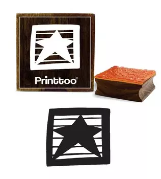 Printtoo Scrap-Booking Star Design Square Brown Wooden Rubber Stamp Craft Block-2 x 2 2 x 2 Inches коричневый