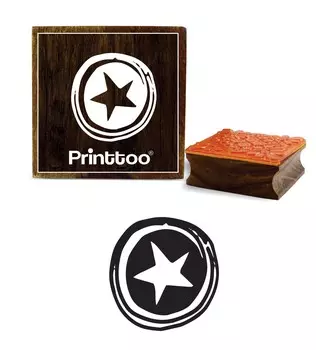Printtoo Scrap-Booking Star Pattern Square Wooden Rubber Stamp Crafting Block-2 x 2 2 x 2 Inches коричневый