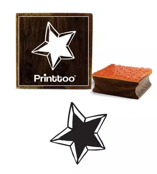 Printtoo Scrap-Booking Star Pattern Square Wooden Rubber Stamp Craft Diary Card-2 x 2 2 x 2 Inches коричневый