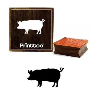 Printtoo Scrap-Booking Свинья Дизайн Дневник Карточка Квадратный Коричневый Деревянный Штамп-2 x 2 2 x 2 Inches коричневый