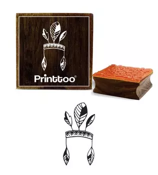 Printtoo Scrap-booking Tribal Headdress Design Square Wooden Rubber Stamp Block-2 x 2 2 x 2 Inches коричневый