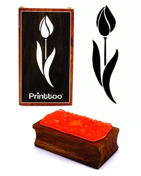 Printtoo Scrap-Booking Tulip Flower Design Прямоугольная деревянная резиновая марка 2.5 x 0.634 Inches коричневый