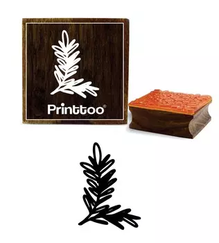 Printtoo Scrap-Booking Ветви елки с дизайном листьев Деревянный резиновый штамп-2 x 2 2 x 2 Inches коричневый
