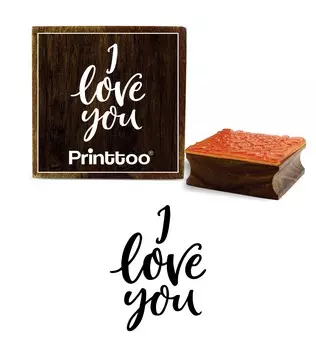 Printtoo Scrap Diary Card Print I Love You Текстовый дизайн Квадратный деревянный резиновый штамп-2 x 2 2 x 2 Inches коричневый