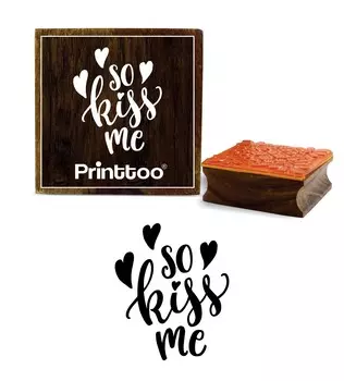 Printtoo Scrap Diary Card Print So Kiss Me Word Design Square Wooden Rubber Stamp-2 x 2 2 x 2 Inches коричневый