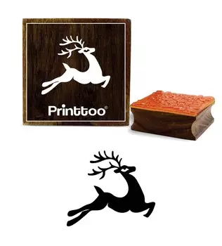 Printtoo Scrapbook Card Print Raindeer Design Brown Square Wooden Rubber Stamp-2 x 2 2 x 2 Inches коричневый