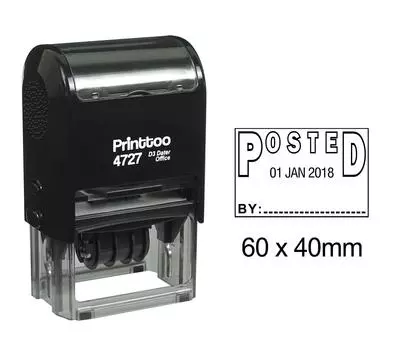 Printtoo Self Inking Dater Stamp с опубликованным текстом Date Rubber Stamp Office 60 mm x 40 mm.(Approx) чёрный
