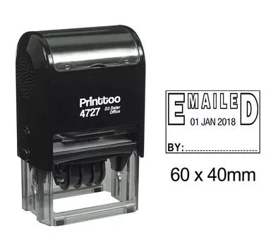 Printtoo Self Inking Dater Stamp с отправленной по электронной почте текстовой канцелярской датой резины 60 mm x 40 mm.(Approx) чёрный
