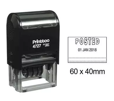 Printtoo Self Inking Dater Stamp с размещенным текстом Office Канцелярские товары Date Rubber 60 mm x 40 mm.(Approx) чёрный