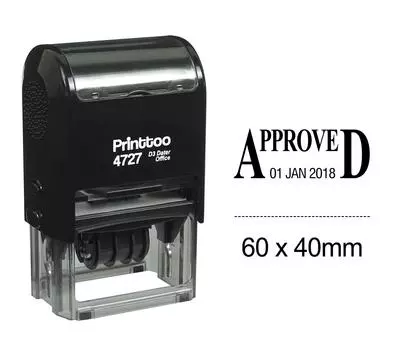 Printtoo Self Inking Dater Stamp с утвержденным текстом Office Канцелярские товары Date Rubber 60 mm x 40 mm.(Approx) чёрный