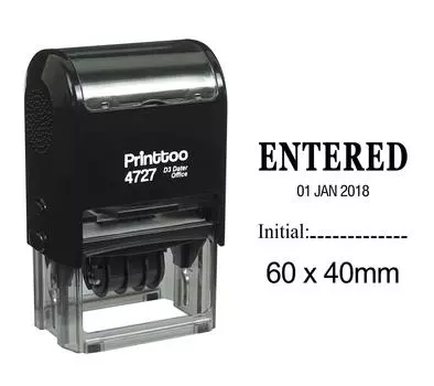 Printtoo Self Inking Dater Stamp с введенным начальным текстом Office Канцелярские товары Date Rubber 60 mm x 40 mm.(Approx) чёрный