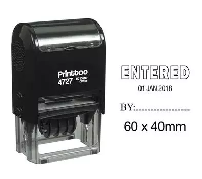 Printtoo Self Inking Dater Stamp с введенным текстом Date Rubber Stamp Office 60 mm x 40 mm.(Approx) чёрный