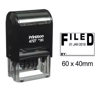 Printtoo Self Inking Dater Stamp с заполненной текстом канцелярской датой резины 60 mm x 40 mm.(Approx) чёрный