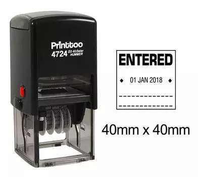 Printtoo Self Inking Office Канцелярские товары Датер Штамп со шрифтом Helvetica Введенный текст Дата Резина 40 mm x 40 mm.(Approx) чёрный