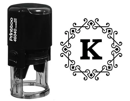 Printtoo Self Inking Office Стационарный восьмиугольник Celtic Swirl Frame Alphabet K Monogram R-40 Rubber 30 mm Diameter (Approx) синий
