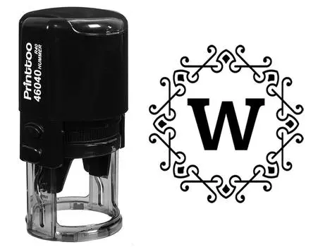 Printtoo Self Inking Office Стационарный восьмиугольник Celtic Swirl Frame Alphabet W Monogram Initial Rubber 30 mm Diameter (Approx) синий
