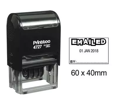 Printtoo Self Inking, отправленный по электронной почте штампом Dater с отправленным по электронной почте текстом Date Rubber Stamp Office 60 mm x 40 mm.(Approx) чёрный