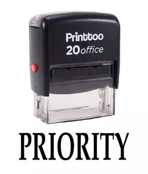Printtoo Self Inking Rubber Stamp Офисные канцелярские принадлежности PRIORITY Custom 14 mm x 38 mm (Approx) чёрный