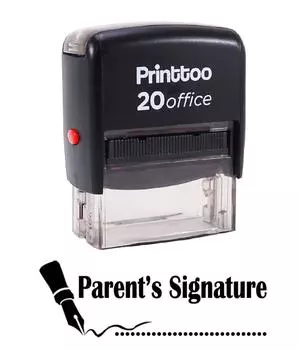 Printtoo Self Inking Rubber Stamp ПОДПИСЬ РОДИТЕЛЯ Офисные канцелярские товары на заказ 14 mm x 38 mm (Approx) чёрный