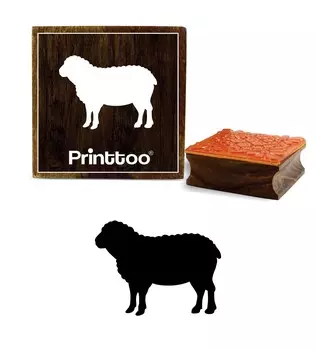 Printtoo Sheep Design Square Brown Wooden Rubber Stamp Diary Card Print Block-2 x 2 2 x 2 Inches коричневый