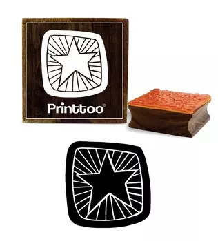Printtoo Shining Star Pattern Квадратный деревянный резиновый штамп Дневник Карточка Ремесленный блок-2 x 2 2 x 2 Inches коричневый
