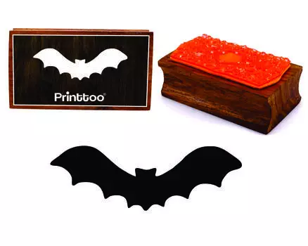 Printtoo Silhouettes Bat Прямоугольный деревянный резиновый штамп Блок Scrap-Booking 2.5 x 0.634 Inches коричневый