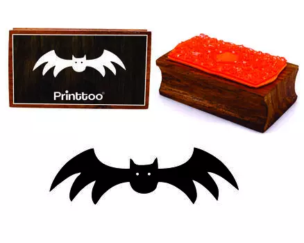 Printtoo Silhouettes Flying Bat Прямоугольный деревянный резиновый блок штампов 2.5 x 0.634 Inches коричневый