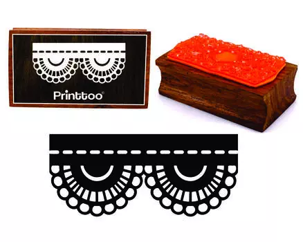 Printtoo Силуэт Богато украшенный кружевной каймой Прямоугольная деревянная резиновая печать 2.5 x 0.634 Inches коричневый