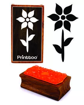Printtoo Силуэты Цветочный Дизайн Прямоугольный Деревянный Блок Штампов 2.5 x 0.634 Inches коричневый