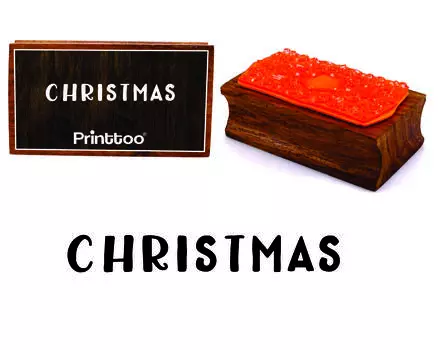 Printtoo Силуэты Рождественский Текст Прямоугольный Деревянный Блок Штампов 2.5 x 0.634 Inches коричневый