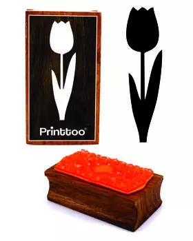 Printtoo Силуэты Тюльпан Дизайн Прямоугольный Деревянный Блок Штампов 2.5 x 0.634 Inches коричневый